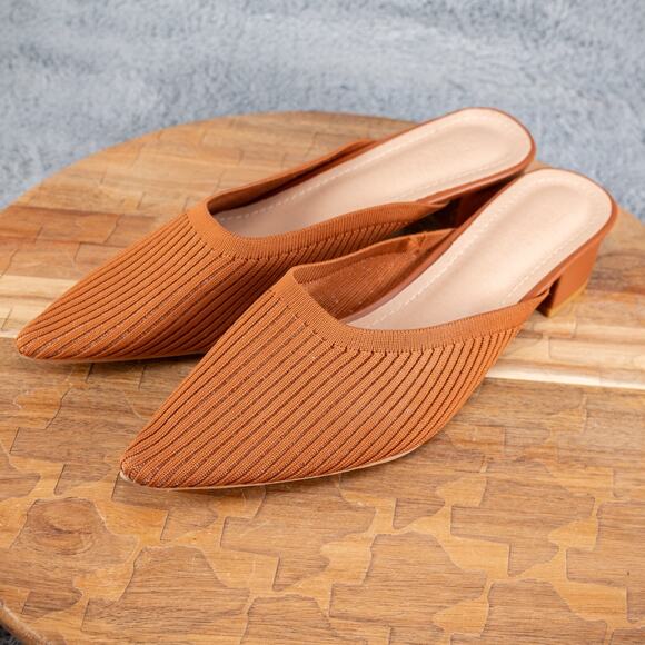 TIJN Helka Point Toe Knit Mules Size 10 Slides Block Heel - Picture 3 of 5